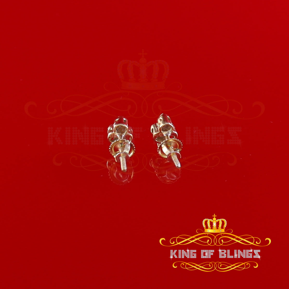 King of Blings-0.05ct Diamond 925 Sterling Yellow Silver Women's & Men's Club Suit Stud Earring KING OF BLINGS