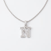 King Of Bling's Attractive Sterling SilverAll Alphabet Letter White Pendant with Cubic Zirconia KING OF BLINGS