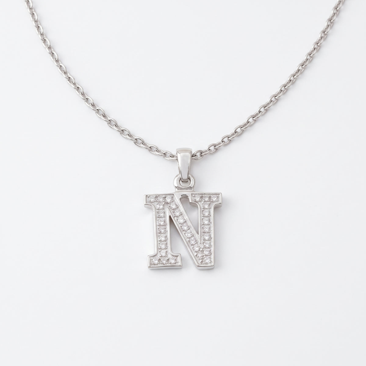King Of Bling's Attractive Sterling SilverAll Alphabet Letter White Pendant with Cubic Zirconia KING OF BLINGS