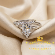 King of Bling's 5.00ct Moissanite White Sterling Silver Men/ Women Bridal Ring Pear Shape Size 8 KING OF BLINGS