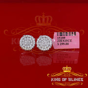 King of Blings- White Sterling Silver 1.32ct Cubic Zirconia Hip Hop Round Earrings for women's KING OF BLINGS