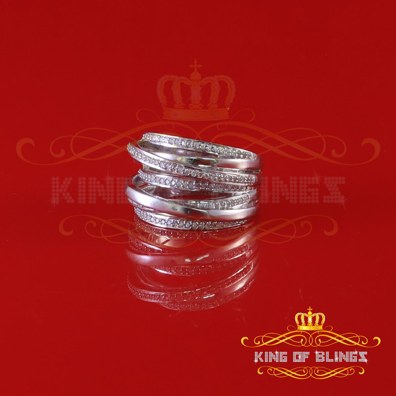 King Of Bling'sSterling 1.50ct Cubic Zirconia Encrusted White Silver Women's/Men's Ring SZ 8.5
