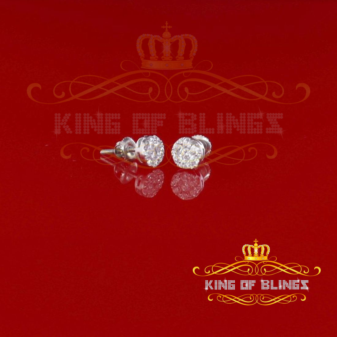King of Blings- 0.94ct Cubic Zirconia 925 White Sterling Silver Women's Hip Hop Round Earrings KING OF BLINGS