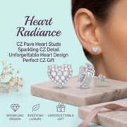 King of Bling's Aretes Para Hombre 925 White Silver 1.64ct Cubic Zirconia Heart Women's Earrings KING OF BLINGS