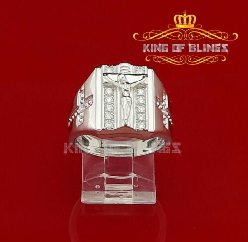 Jesus Design White Cubic Zirconia 0.45ct Men's Adjustable Ring From SZ 9 to 11 KING OF BLINGS