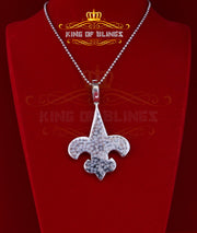 Sterling 925 Silver Fleur de Lis wise Shape White Pendant 9.66ct Cubic Zirconia KING OF BLINGS