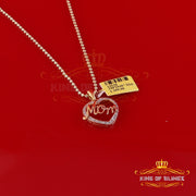 King Of Bling's Real 0.10ct Diamond Sterling Silver MOM'S HEART Charm Necklace Yellow Pendant KING OF BLINGS