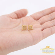 King Of Bling's 0.15ct Yellow Diamond 925 Sterling Silver Stud Women's/ Men's Square Earrings KING OF BLINGS