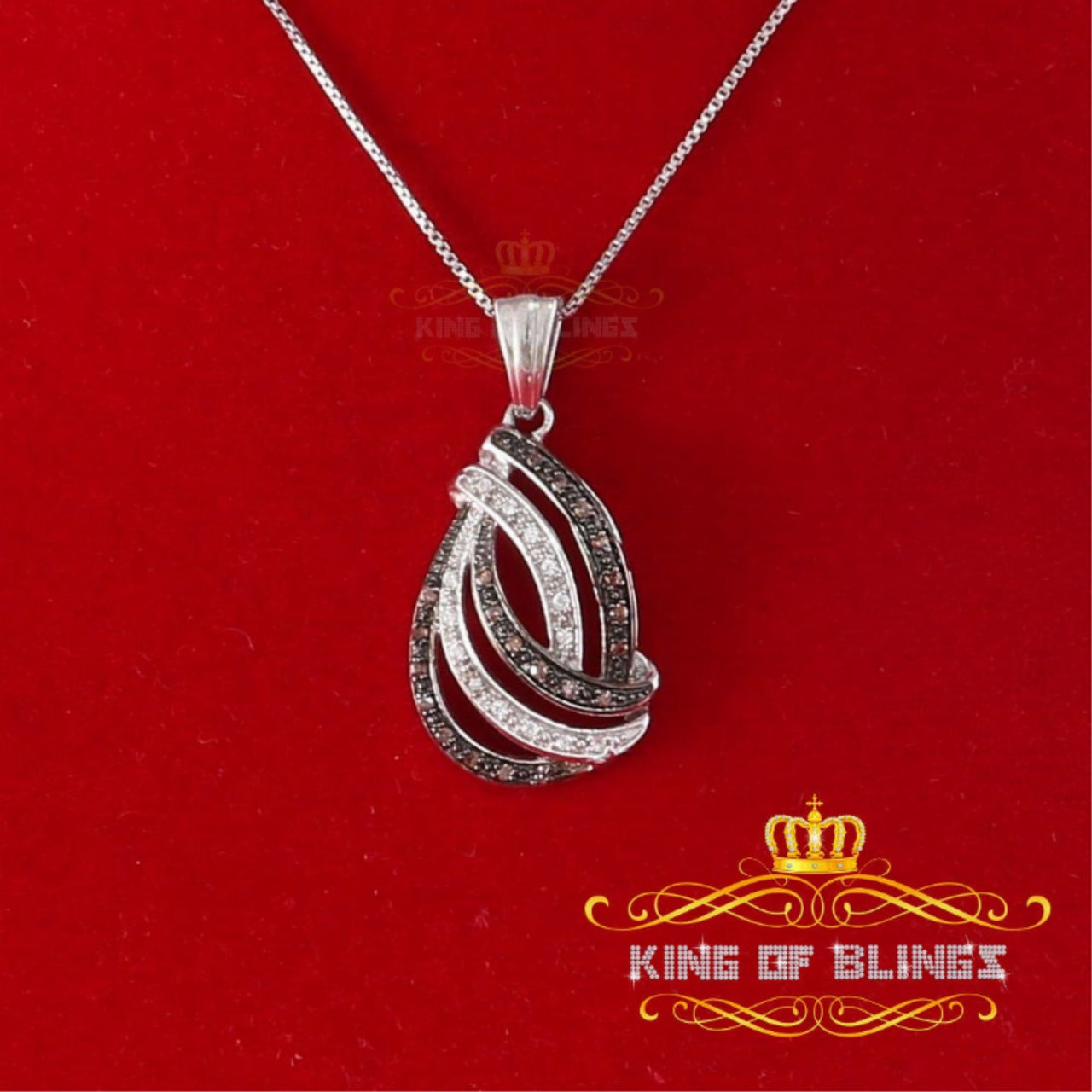 King Of Bling's King of Bling's White Fancy Fashion Shape 925 Silver Pendant 0.28ct Cubic Zirconia
