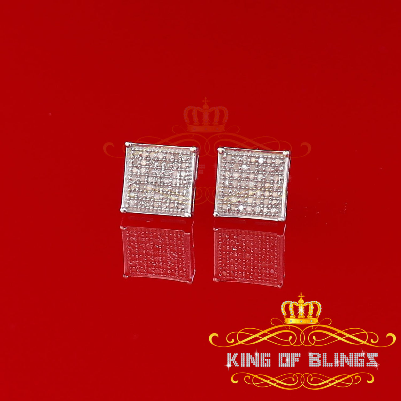 King Of Bling's Aretes Para Hombre 925 White Silver 0.25ct Diamond Stud Men's/ Women's Earrings