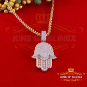 King Of Bling's Yellow Charm Hamsa Pendant 3.0ct VVS D Moissanite Sterling Silver Men's & Women KING OF BLINGS