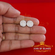 King of Blings- Aretes Para Hombre 925 White Silver 1.48ct Cubic Zirconia Round Women's Earring KING OF BLINGS