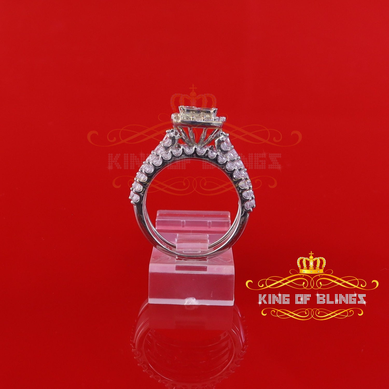 King Of Bling's6.56ct Cubic Zirconia White Sterling Silver Square Engagement Womens Ring Size 8 KING OF BLINGS