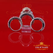 King Of Bling's13.93CT Cubic Zirconia Men's SZ 9 & Women's Size 9 Trio Style Silver White Ring KING OF BLINGS