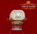 King Of Bling's Yellow Silver 7.10ct Cubic Zirconia Square Men's Adjustable Ring From SZ 9 to 11 KING OF BLINGS