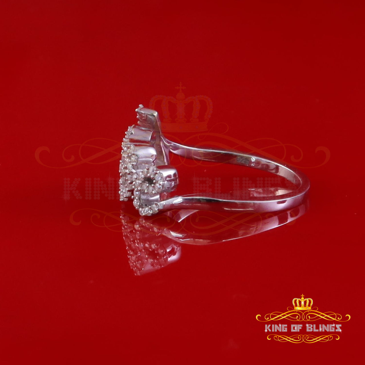 King of Bling's White 925 Sterling Silver 0.33ct VVS 'D' Moissanite 'Love' Rings SZ 7 for Women