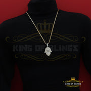 King Of Bling's Baggutte 8.0ct VVS D Moissanite Yellow Silver Charm Hamsa Pendant Men's & Women KING OF BLINGS