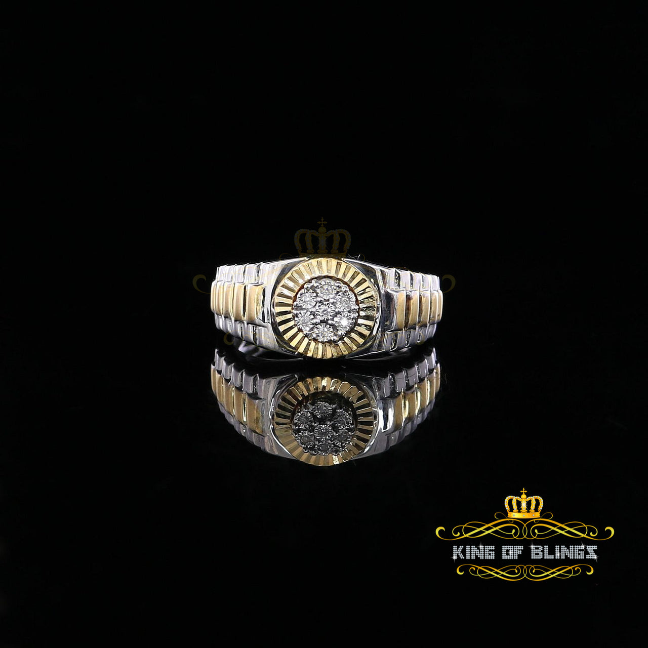 King Of Bling's 925 Sterling White Silver 0.05 CT Real Diamond Men's & Woman's Band Ring SZ 10