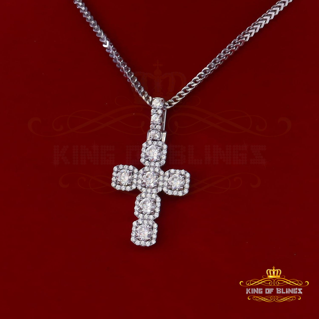 White Sterling Silver 925 CROSS Pendant Shape Pendant with 8.03ct Cubic Zirconia