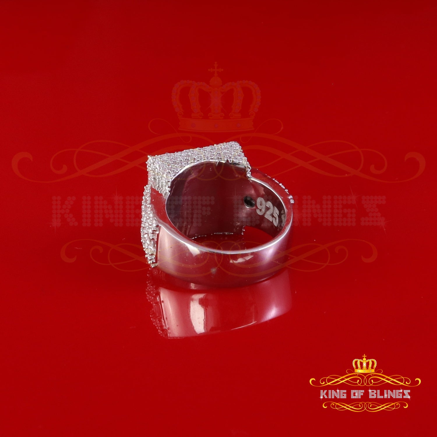 King of Bling's Men's/Womens 925 Silver White 5.00ct VVS 'D' Moissanite Stone Square Rings Sz 10 King of Blings