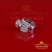 King Of Bling's13.93CT Cubic Zirconia Men's SZ 9 & Women's Size 9 Trio Style Silver White Ring KING OF BLINGS