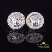 King Of Bling's 0.20ct Diamond 925 Sterling White Silver for Men's & Women's Stud Medusa Earring KING OF BLINGS