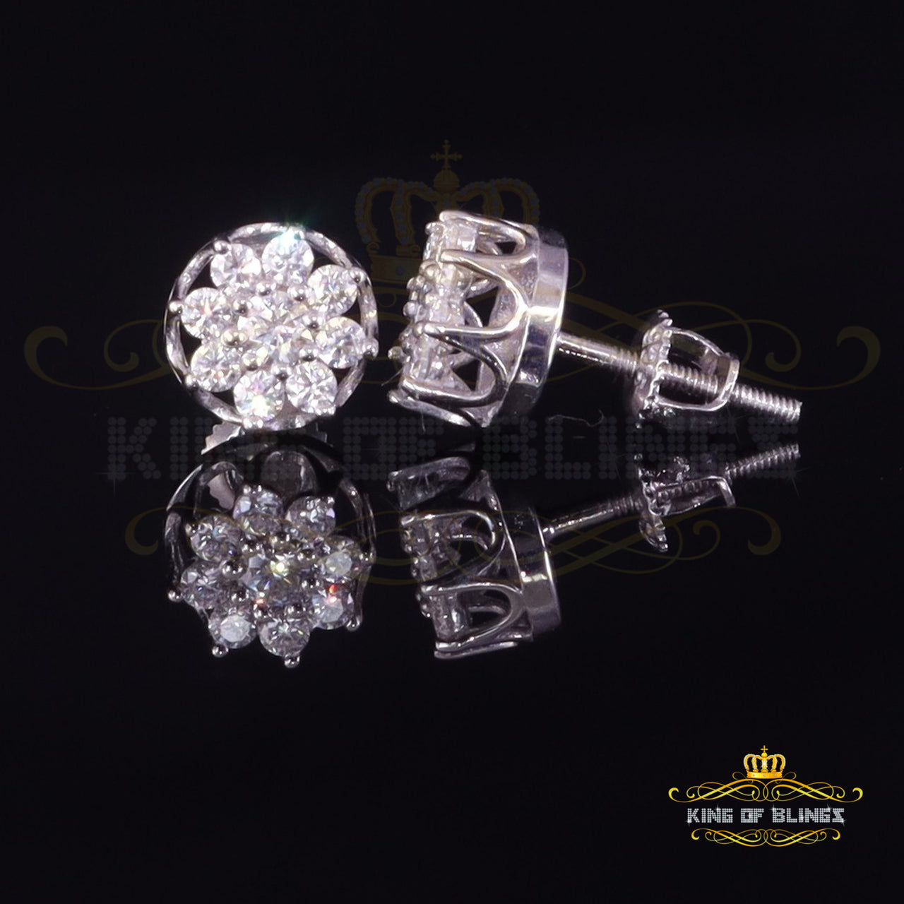 King of Bling's Men's/Womens 925 Silver White 0.50ct VVS 'D' Moissanite Round Stud Earrings KING OF BLINGS