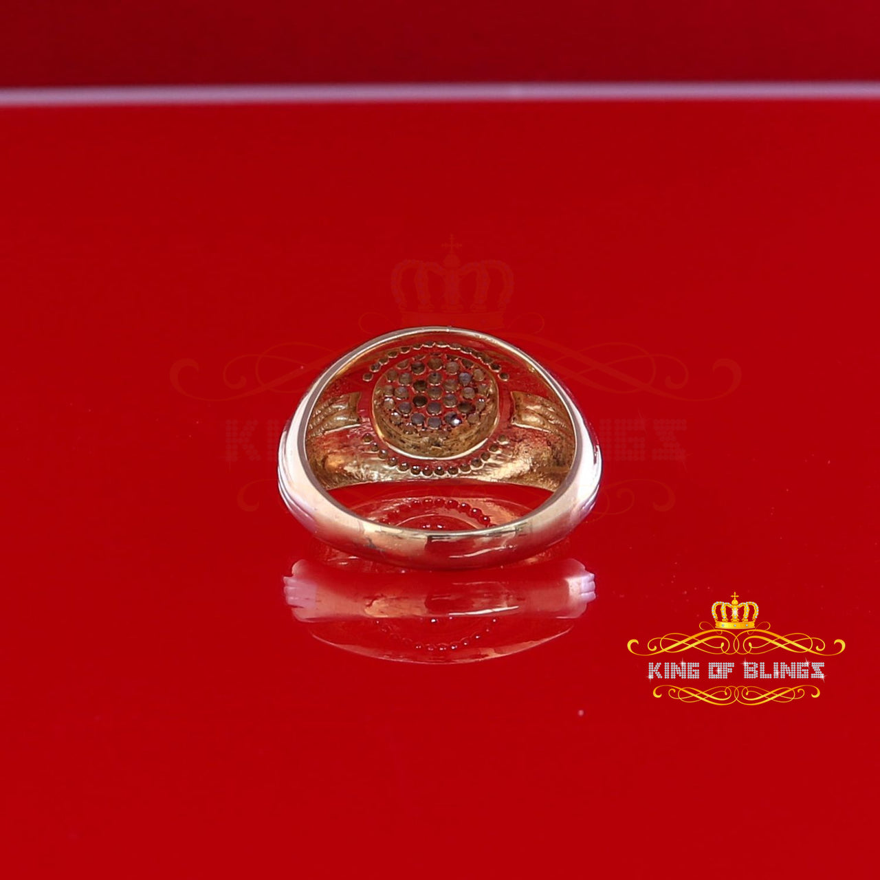 King Of Bling's Sterling Yellow Silver 0.00ct Cubic Zirconia Two Tone Men's Ring Size 11