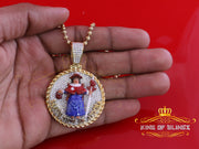 King Of Bling's SANTO NINO DEATOCHA Sterling Silver Yellow Pendant with 3.0ct Genuine Moissanite KING OF BLINGS
