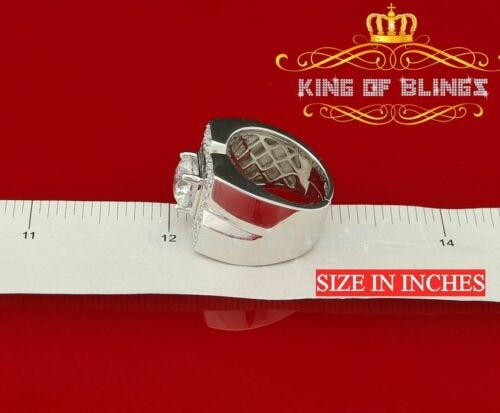 4.50ct Cubic Zirconia 925 White Silver Men's Adjustable Ring Size From 9 to 11 KING OF BLINGS