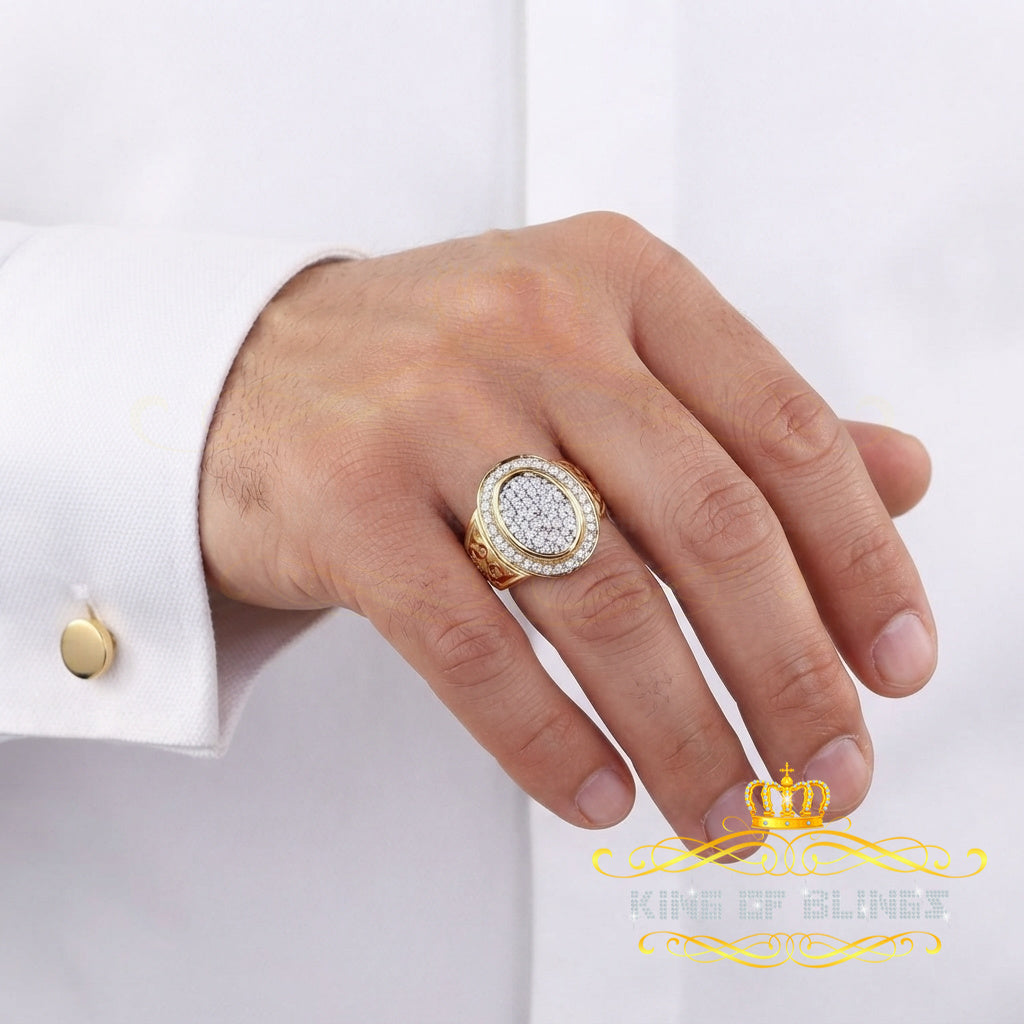 King Of Bling's 0.33ct Oval Yellow Silver Mirage Set Real Diamond Men's Engagement Ring Sz 10 KING OF BLINGS