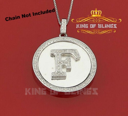 10K Real White Gold 0.25CT Diamond Men's and Women's Initial "F"Pendant