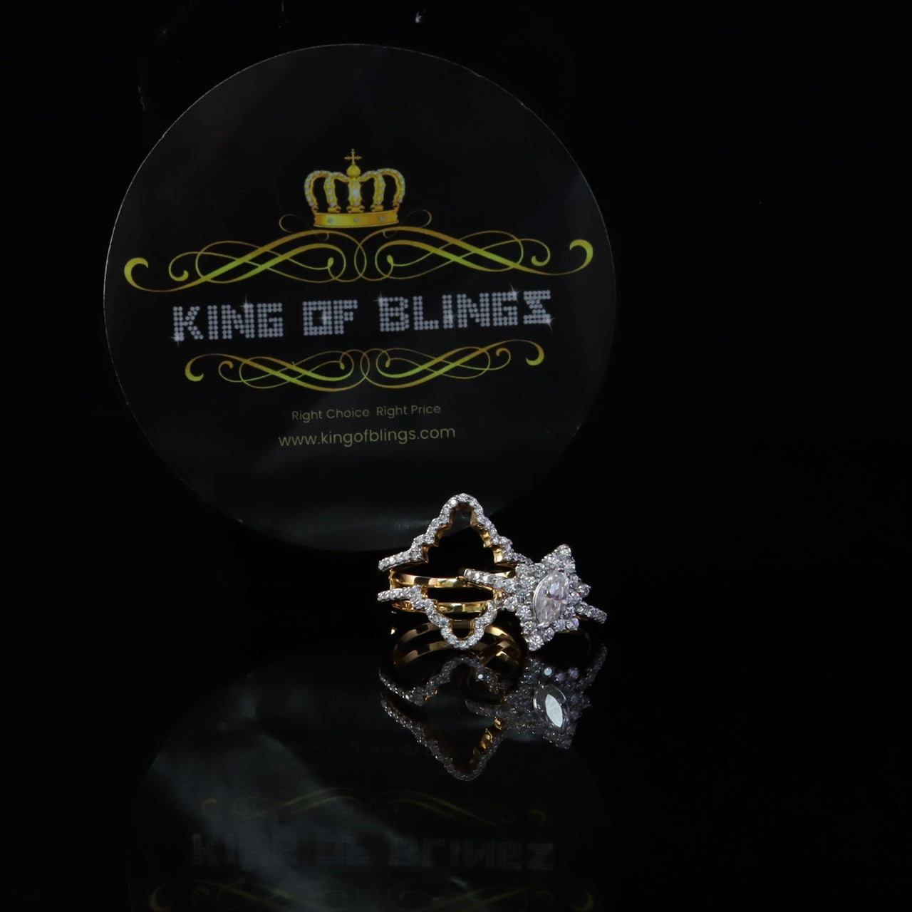 King of Bling's New Marquise Moissanite 2.00ct VVS 'D' 925 Sterling Yellow Silver Rings Size 7 King of Blings