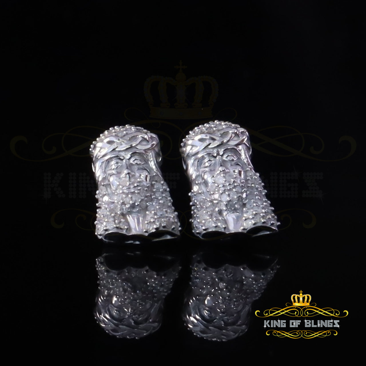 King Of Bling's New SmaLL 0.50ct Diamond 925 Silver White for Men's & Women Stud JESUS Earring