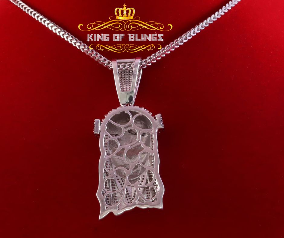 King Of Bling's Silver with Pink Jesus Head Shape Pendant 4.98ct Cubic Zirconia KING OF BLINGS