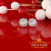 King Of Bling's 0.01ct Diamond 925 Sterling Silver White For Men's & Women's Stud Round Earring KING OF BLINGS