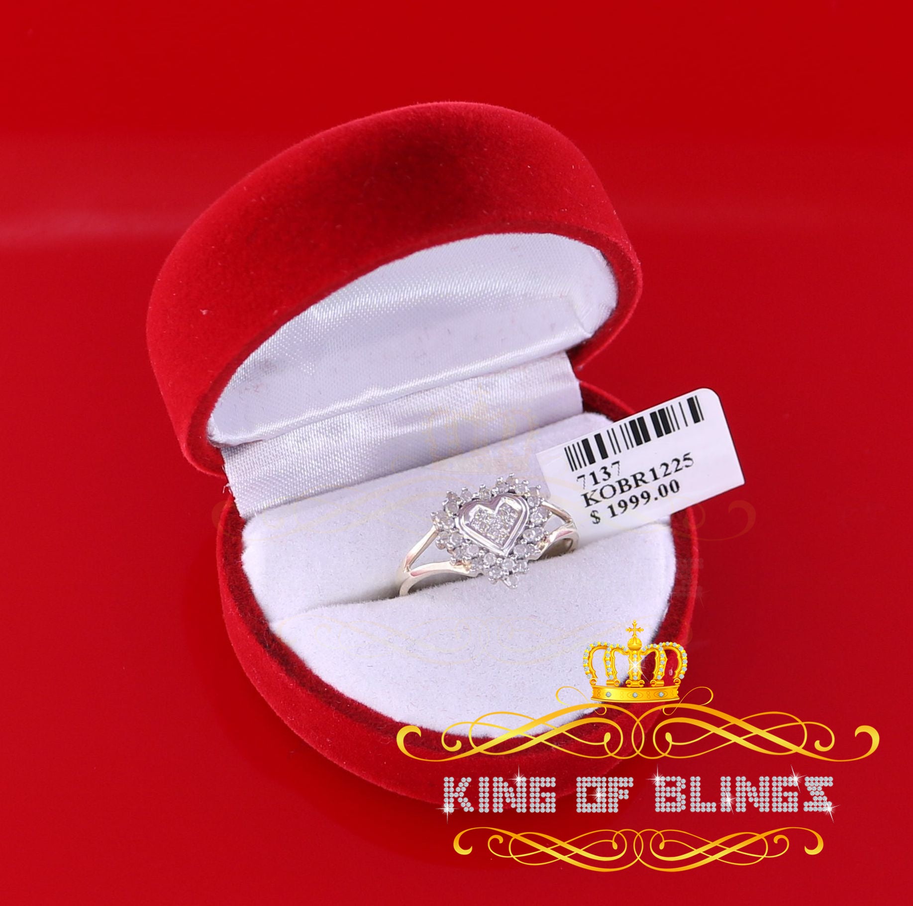 King of Bling's  Real 10 kt Yellow Gold with 0.33CT Genuine Diamond HEART Womens Ring Size 6.5 KING OF BLINGS