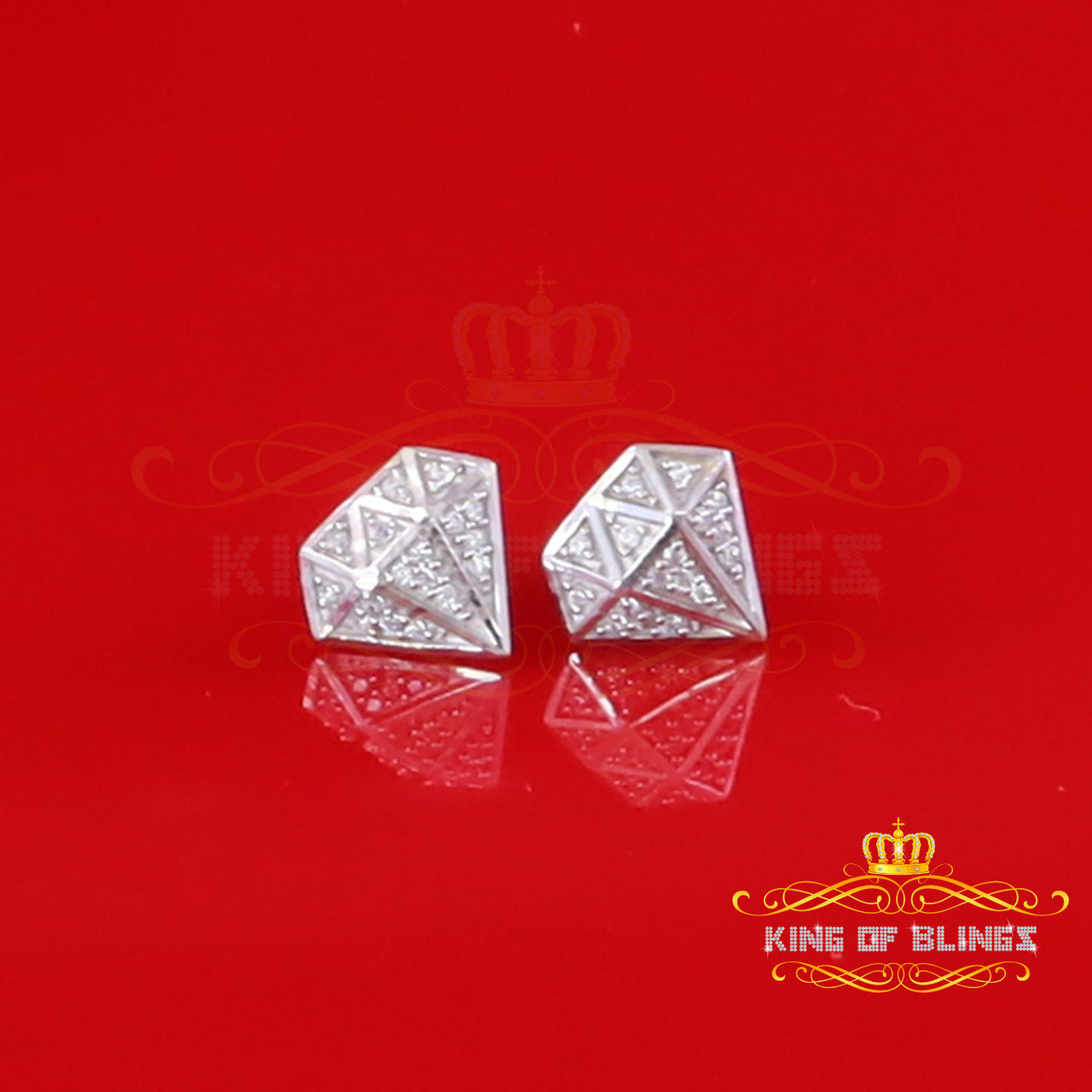 King of Bling's 0.24ct Cubic Zirconia 925 White Silver Women's & Men's Hip Hop Stud Earrings