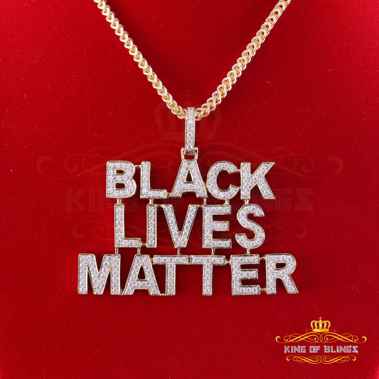 Create Your Own Custom Design in 925 Sterling Silver 2.50inch BLACK LIVES MATTER Sign Pendant Cubic Zirconia