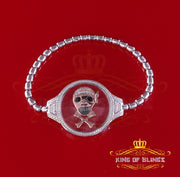 King Of Bling's Floating Face Skull Silver White Men's/Womens Bracelet Cubic Zirconia SZ 7 Inch KING OF BLINGS