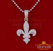 White 925 Sterling Silver Fleur de Lis Shape Pendant with 1.89ct Cubic Zirconia KING OF BLINGS