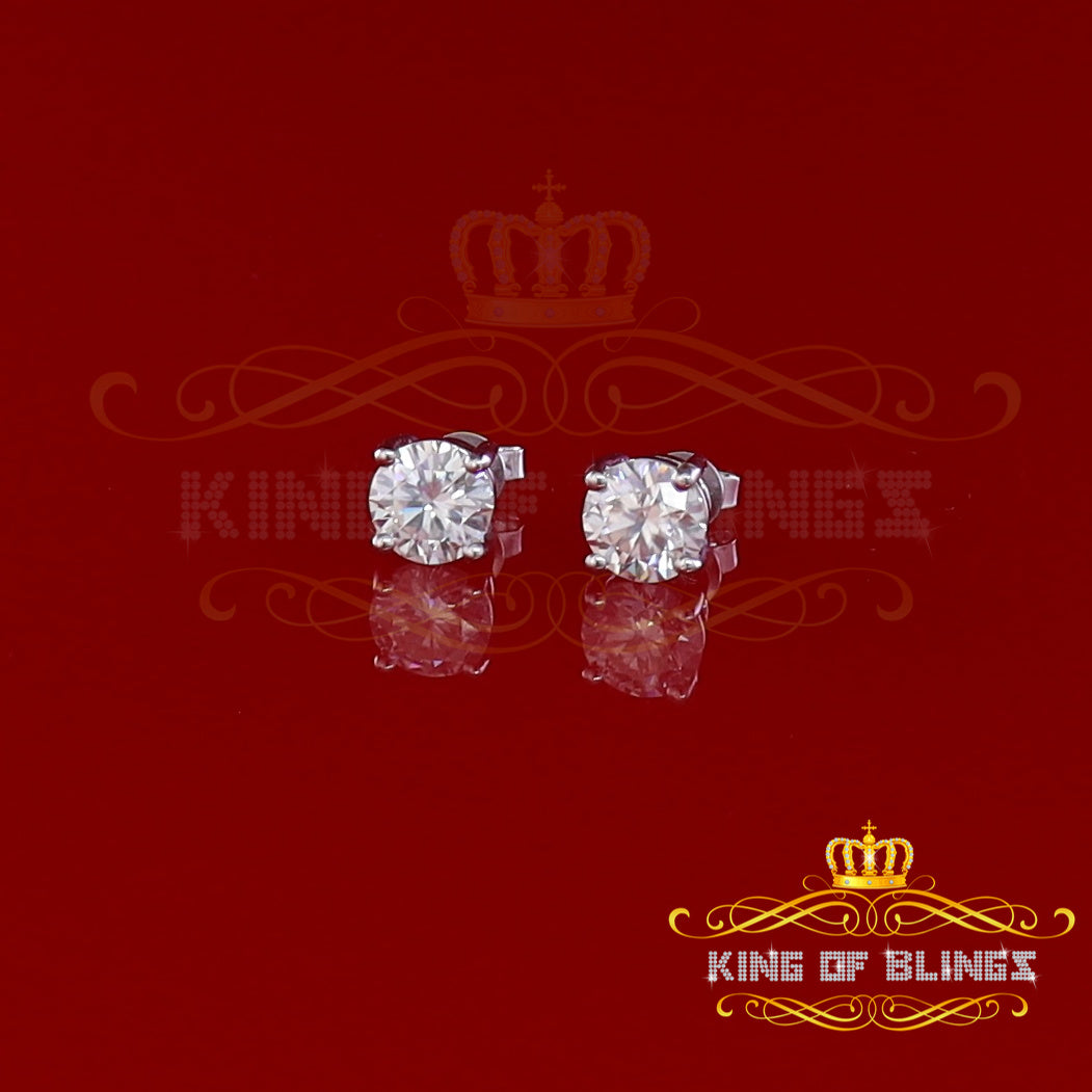 King Of Bling's 10k Real White Gold with 3.50ct Round VVS 'D' Color Moissanite Stud Earrings