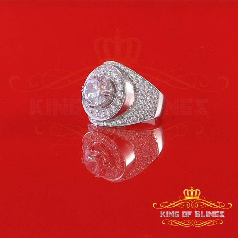 King Of Bling'sSterling Silver White 9.25ct Cubic Zirconia Round Cocktail Men's Ring Size 10