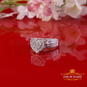 King Of Bling's Real Diamond 0.10ct White 925 Sterling Silver Womens Engagement Heart Ring SZ 7 King of Blings