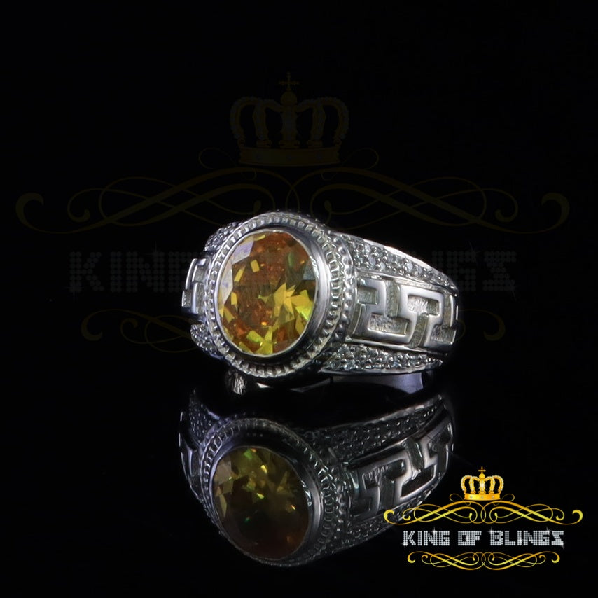 King Of Bling's8.10ct White Silver Oval Cubic Zirconia Men's Adjustable Ring Size 9.5 to 11.5