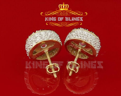 King of Bling's Aretes Para Hombre 925 Yellow Silver 6.57ct Cubic Zirconia Round Ladies Earring KING OF BLINGS