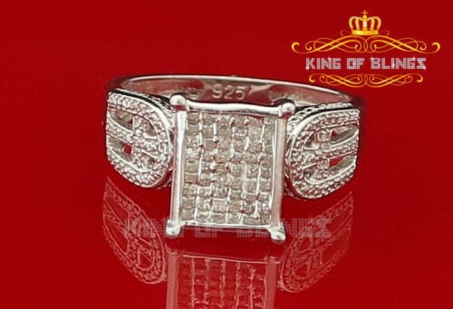 King Of Bling's Elongated 0.33 CT 925 Silver White Cinderella Womens Real Diamond Ring SZ 7 KING OF BLINGS