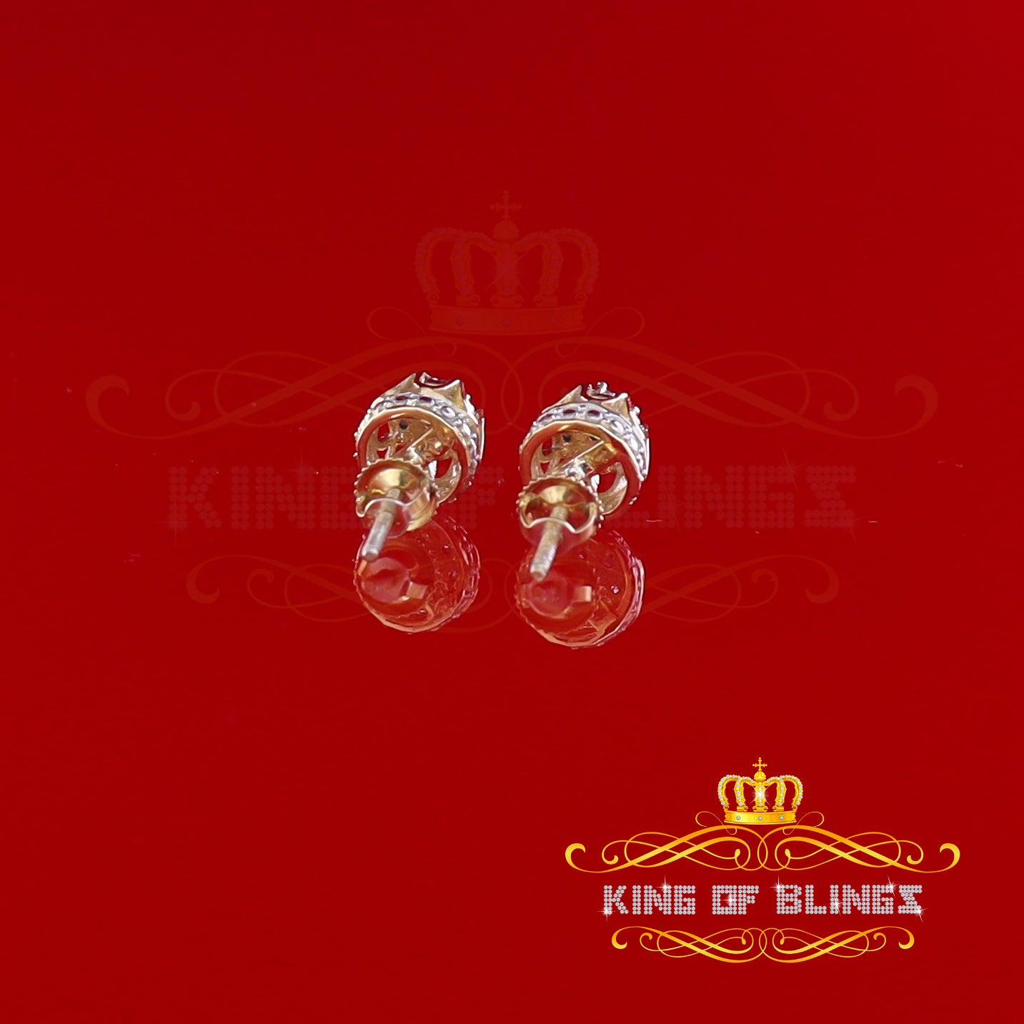 King of Blings-925 Sterling Silver Yellow 0.05ct Diamond For Men's & Women's Floral Earrings KING OF BLINGS