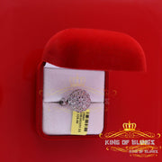 King Of Bling's 0.10CT Real Diamond 925 Sterling White Silver Womens Floral Ring Size 7 KING OF BLINGS