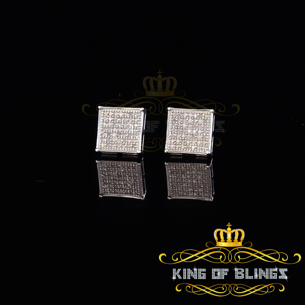 King Of Bling's Aretes Para Hombre 925 White Silver 0.25ct Diamond Stud Men's/ Women's Earrings